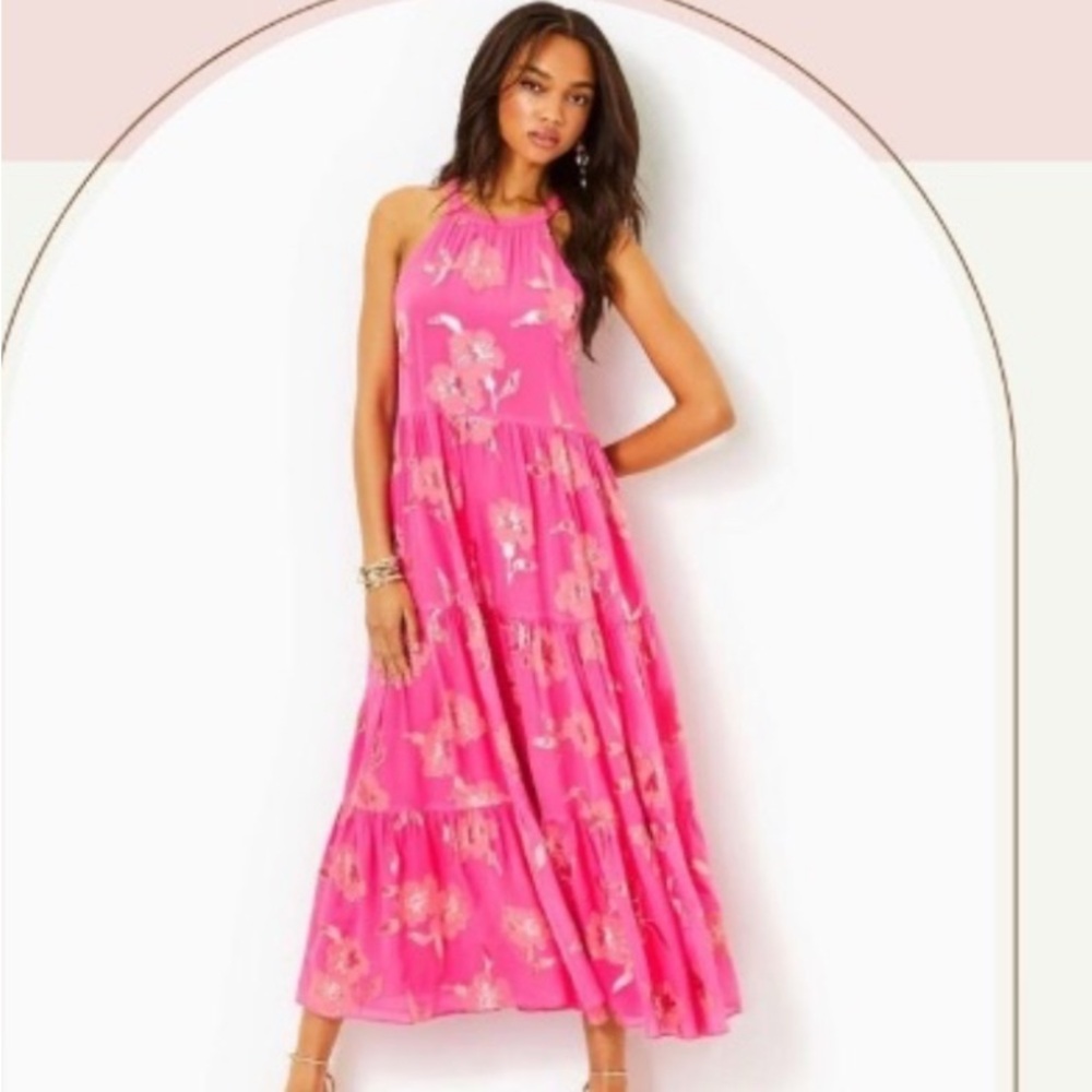 Floral Pink Maxi Dress perfect for any event